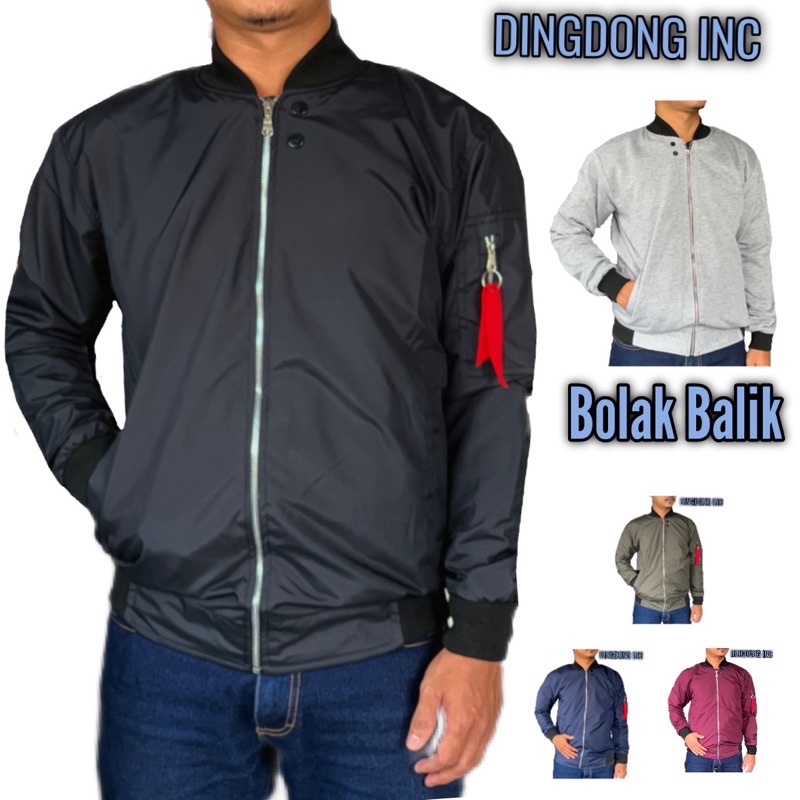 JAKET BOMBER BOLAK BALIK ANTI AIR PRIA WANITA WATERPROOF CEWEK COWOK JEKET TEBAL MOTOR OLAHRAGA