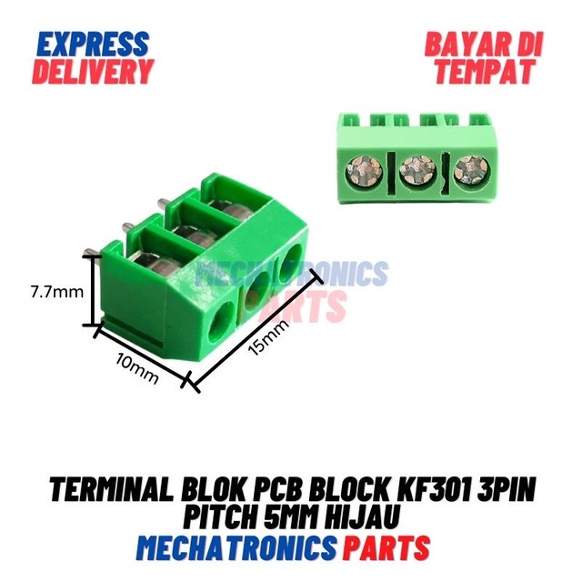 [5688] Terminal Blok PCB Block KF301 3Pin Pitch 5mm Hijau