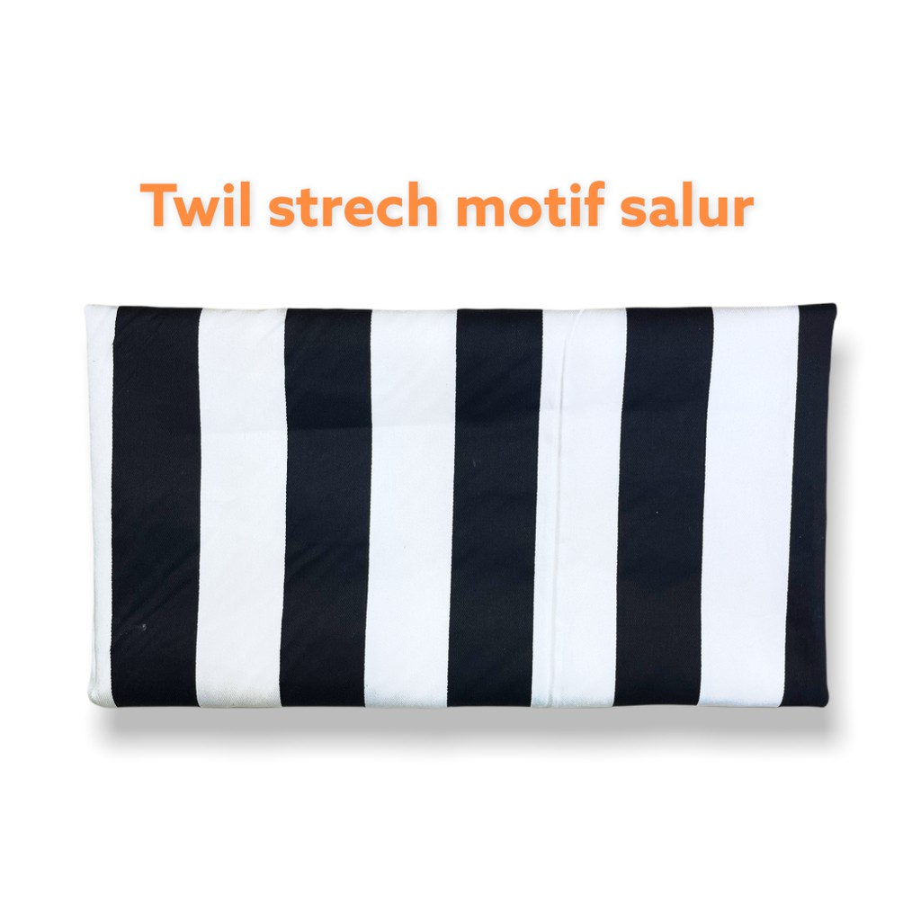 [ SUMATERA TEXTILE ] Kain twil sterch motif salur hitam putih