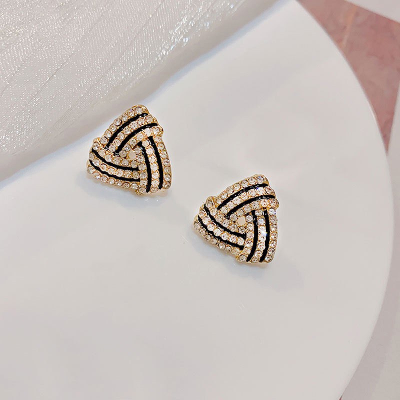 Anting Sterling Silver Bentuk Spiral Besar Hias Berlian Penuh Gaya Korea Untuk Wanita