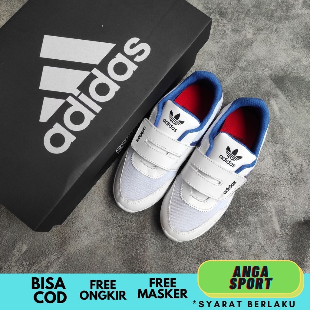 SEPATU ANAK LAKI LAKI ADIDAS SEPATU SEKOLAH KIDS MODEL PEREKAT SEPATU SNEAKERS CEWEK COWOK PUTIH MADE IN VIETNAM SIZE 31-35