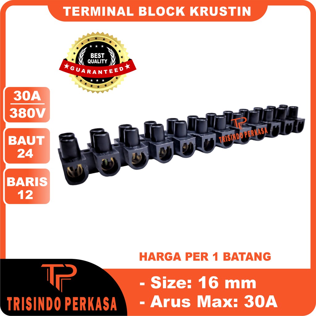 Terminal Krustin 16mm 30Ampere Hitam Klustin Blok