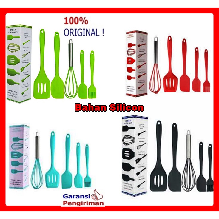 Spatula Silikon Sutil Silikon Set Isi 5 Pc Tahan Panas