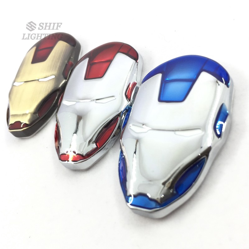 1Pc Stiker Emblem Logo Iron Man Marvel Metal 3D untuk Mobil / Motor