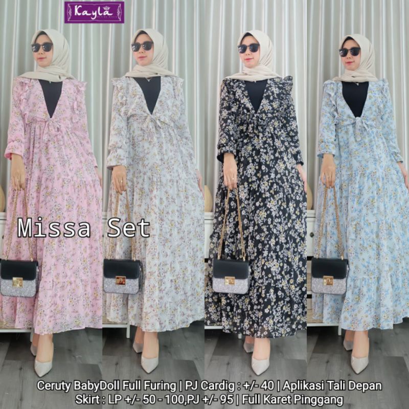 SETELAN CARDIGAN + ROK CERUTI BABYDOLL MOTIF BUNGA MISSA SET BY KAYLA