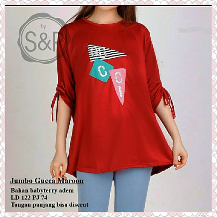 Blouse Jumbo Serut Gucca - Maroon