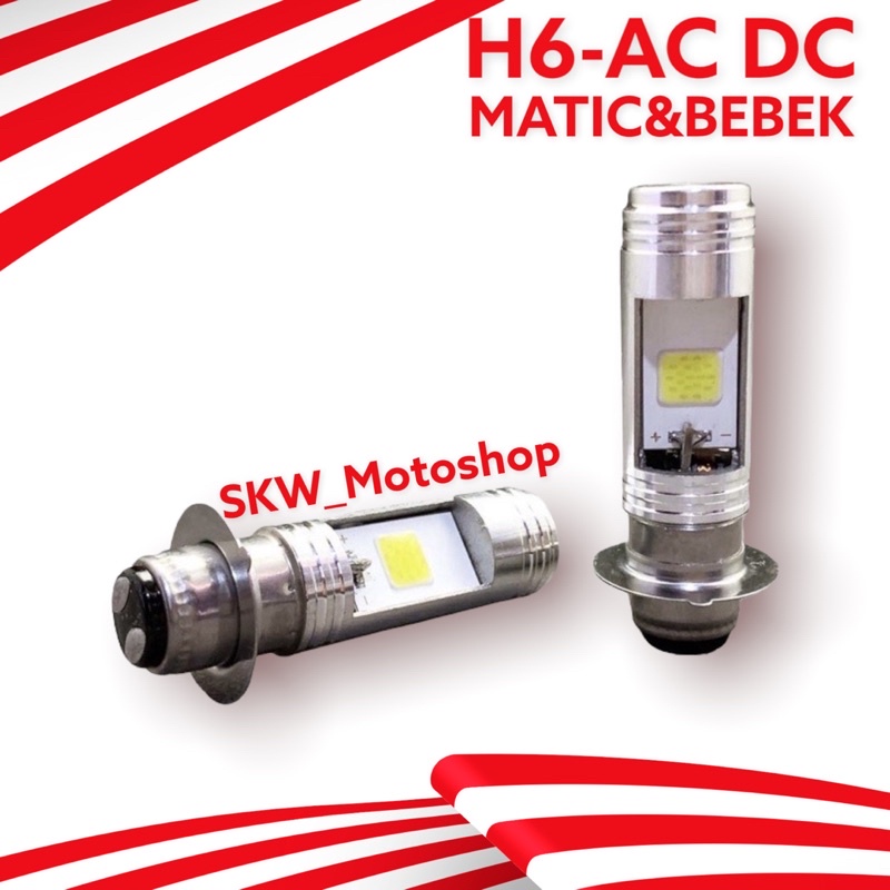 Lampu led depan ac dc kualitas produk oke terang bholam lampu led depan h6 ac dc h6 2mata universal matic bebek TSS