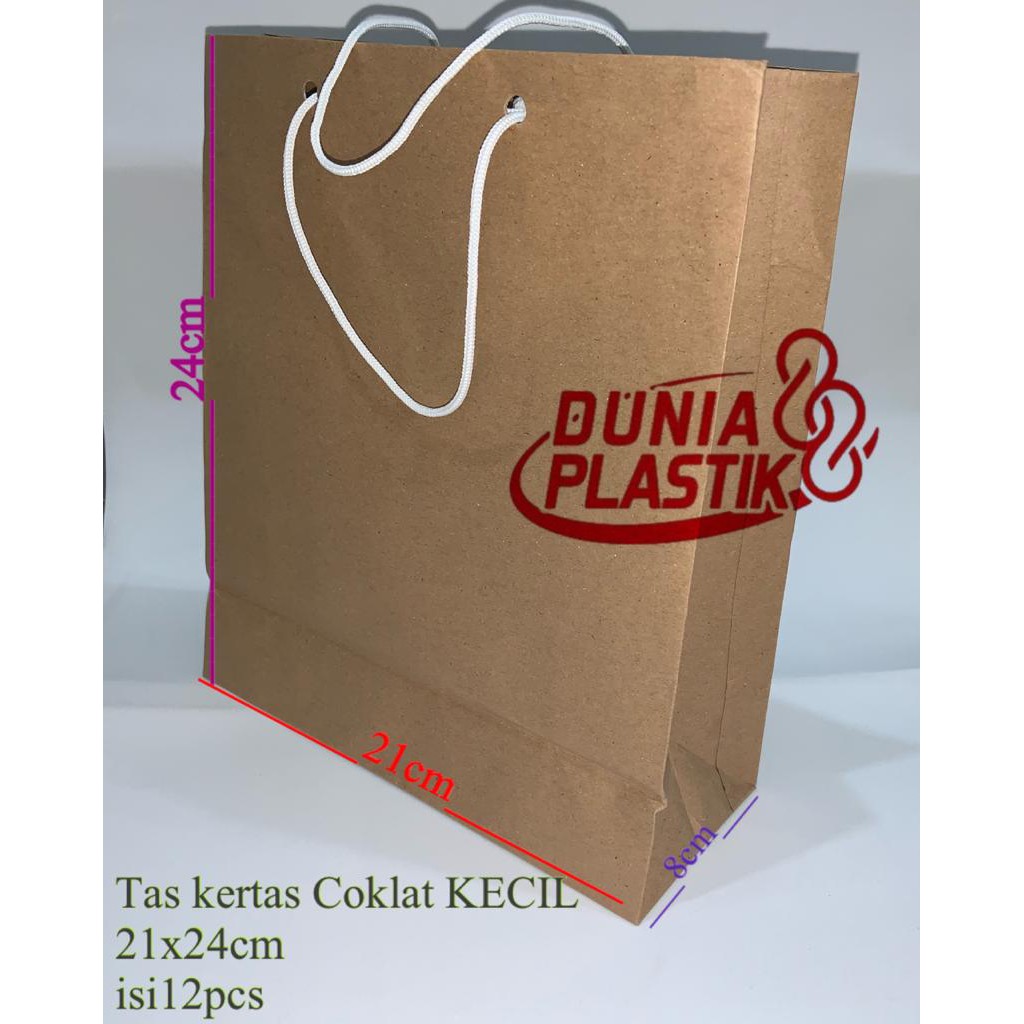 

isi12pc TAS KERTAS COKLAT KECIL 21x24x8cm kantong kertas paper goodie bag polos paperbag craft kraft