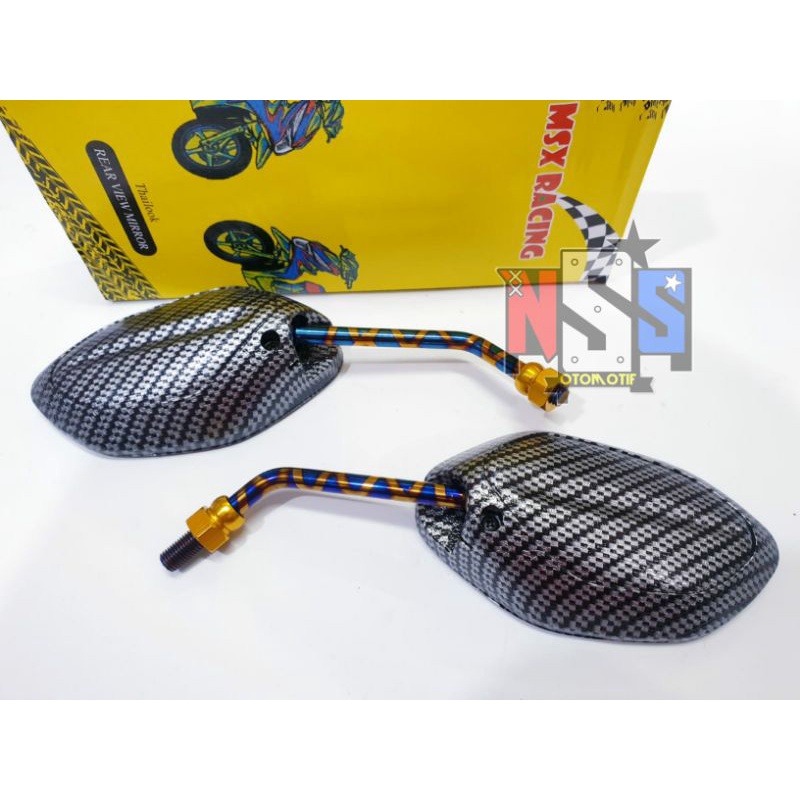 Kaca Spion Karbon / Spion Carbon Honda Beat Vario Spacy Supra Spion Karbon Tiang Two Tone