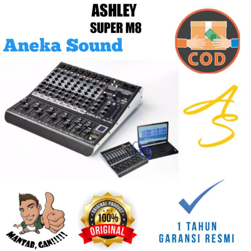Mixer Ashley Super M8 Original Digital Setting Mixer 8 Channel Reverb 16Dsp