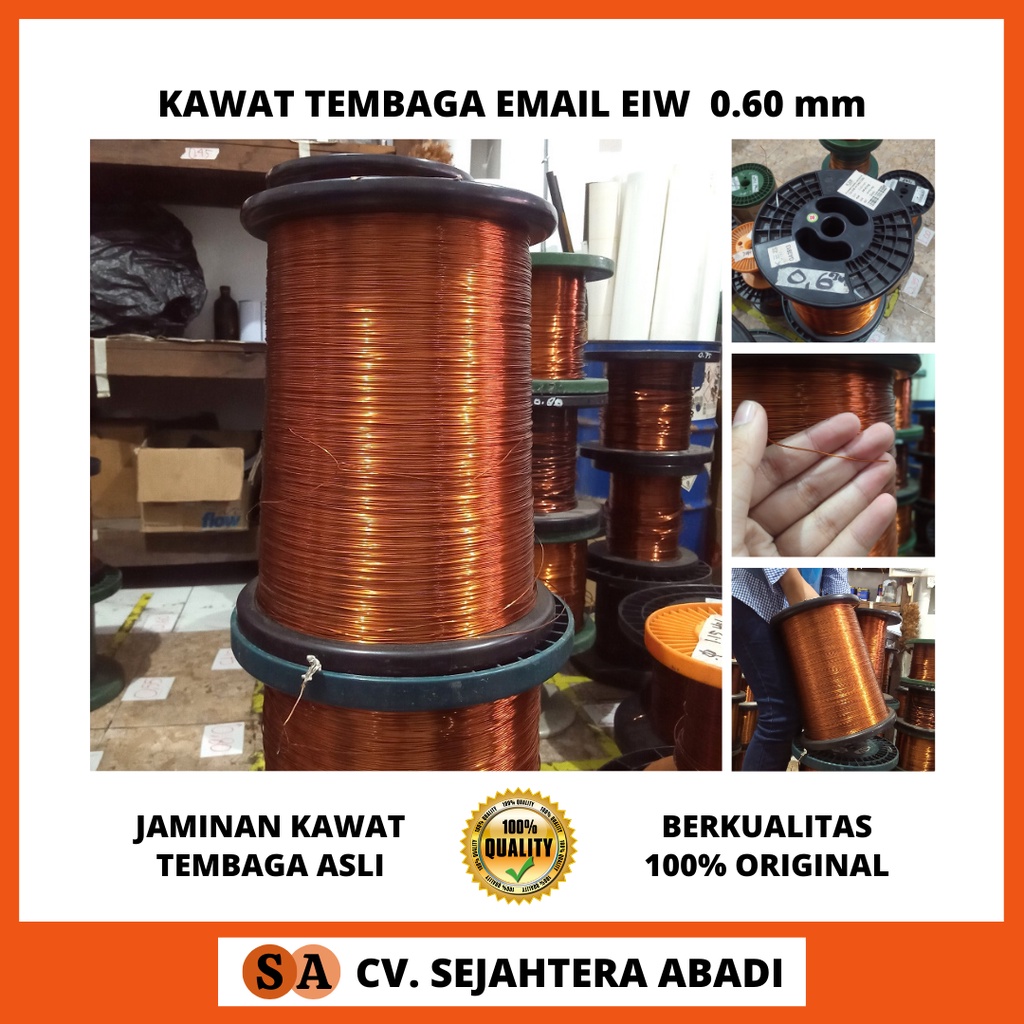 JAMINAN KAWAT TEMBAGA ASLI MERK EIW Kawat Tembaga Email Ukuran Tebal Kawat 0.60 0,60 mm 0.60mm 0,60m