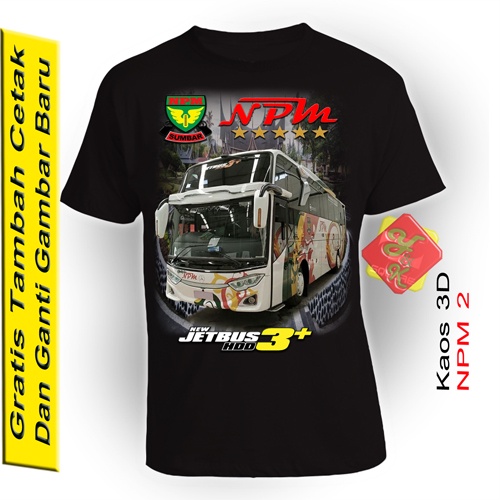 Kaos Couple Ayah Ibu dan Anak Gambar Bus Jurusan Padang NPM