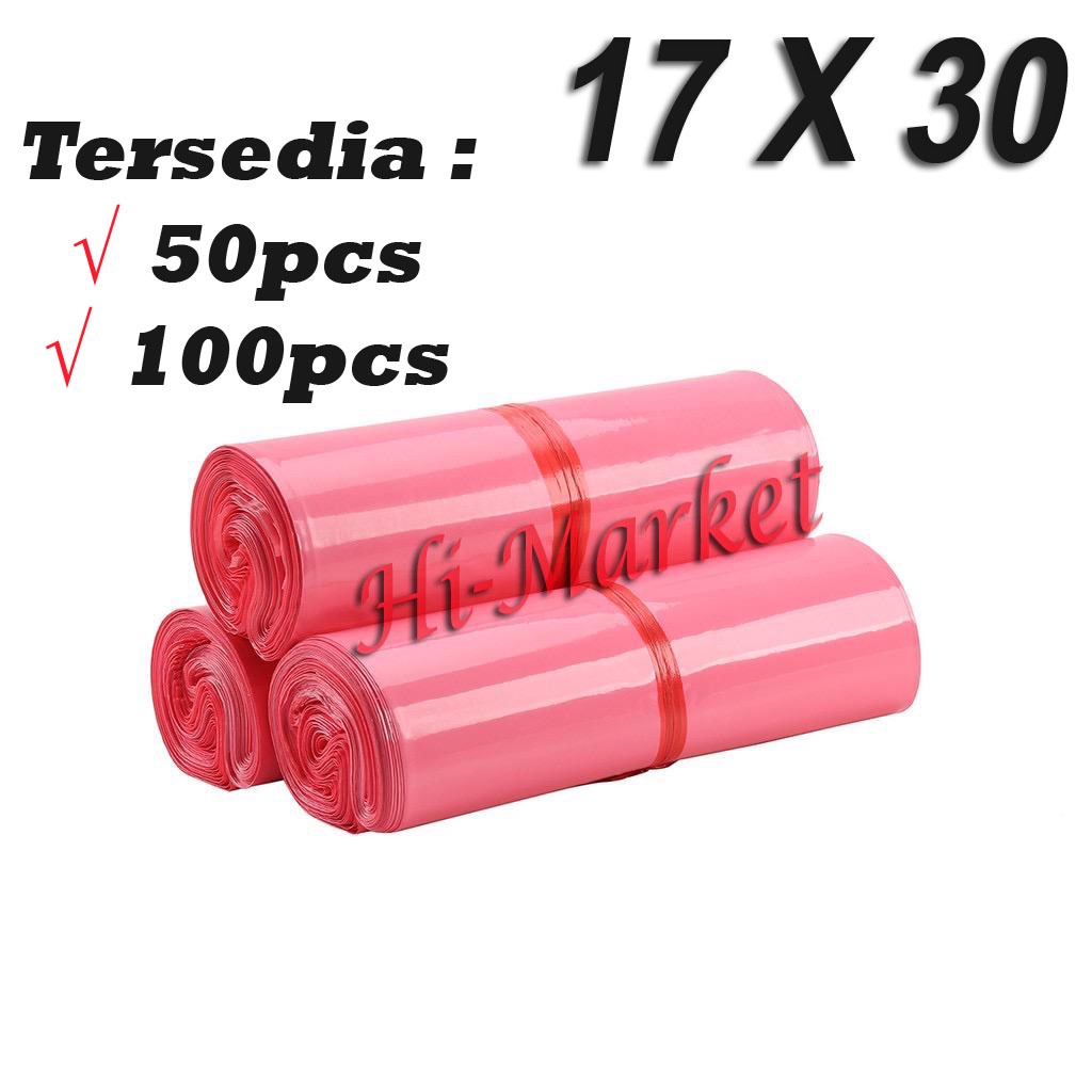 PLASTIK POLYMAILER PINK [17X30] 50PCS/BUNGKUS PLASTIK PACKING ONLINE