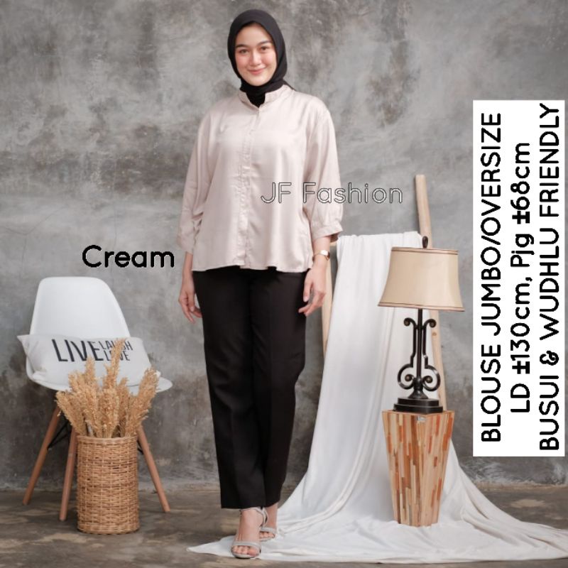 ZIVA BLOUSE OVERSIZE (JUMBO/LD ±130cm) RAYON TWILL PREMIUM //JF506-Cream, Ziva OVERSIZE