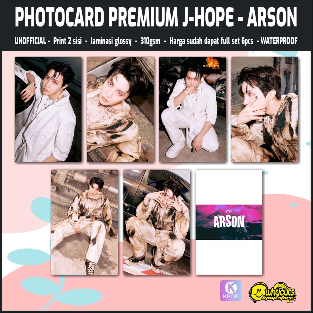 Photocard Set Premium J-HOPE ARSON / print 2 sisi super glossy / anti air tidak luntur / isi 6 pcs