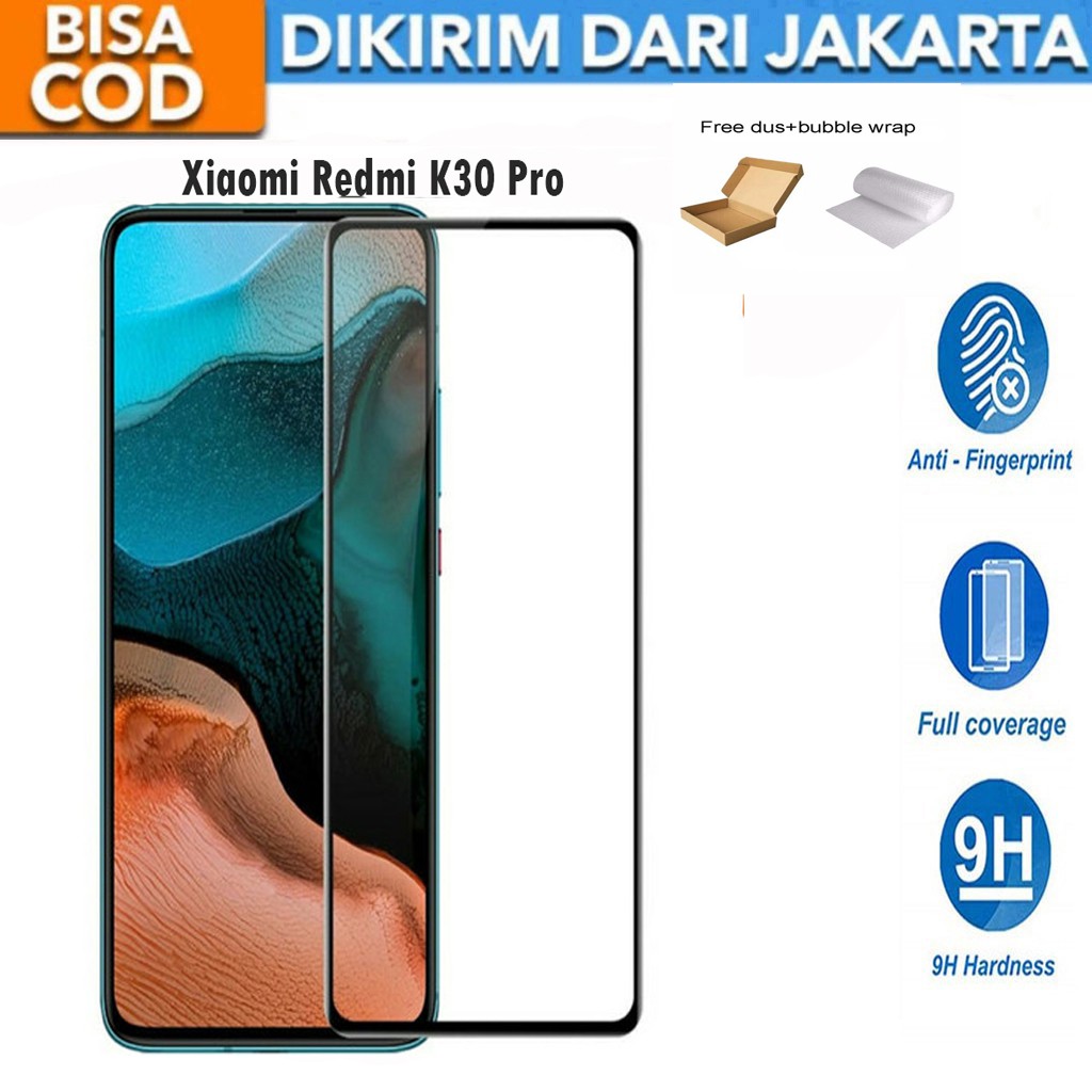 Tempered Glass Xiaomi Redmi K30 Pro Full Cover / Full Screen Protector Anti Gores