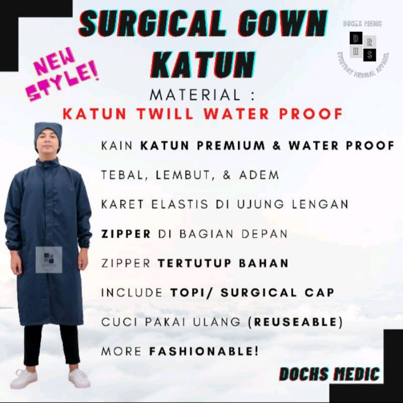 APD Gown / Surgical Gown KATUN WATERPROOF / Gaun APD KATUN WATERPROOF DOCHS MEDIC