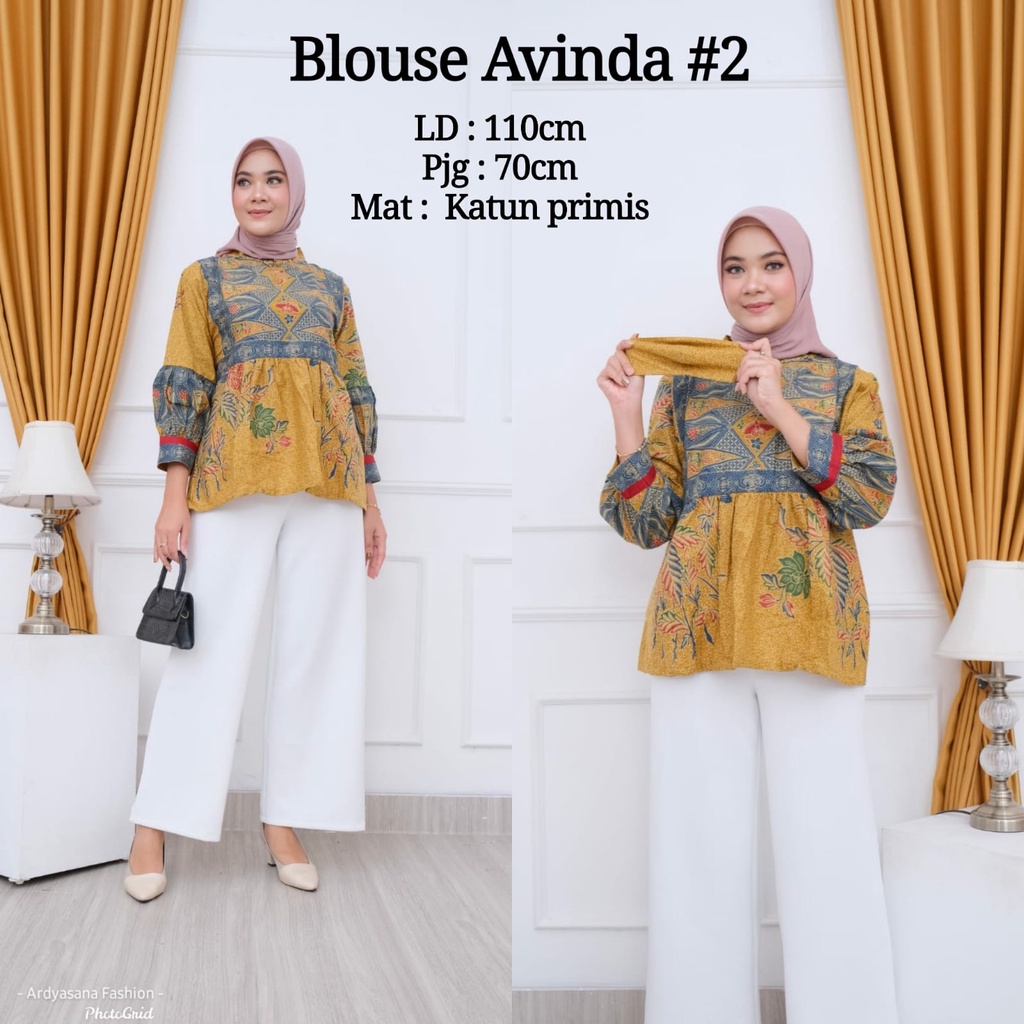 Blus kupu kuning  batik solo atasan kerja