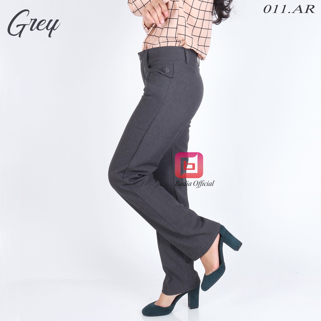 celana formal kerja kantor bahan ikat pinggang kancing semiwool korean gracella jumbo wanita premium