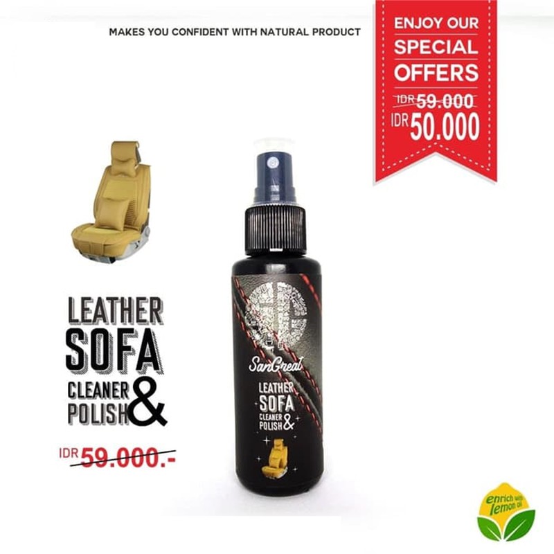 Pembersih Pengkilap jok mobil sofa kulit, leather sofa cleaner &amp; polish