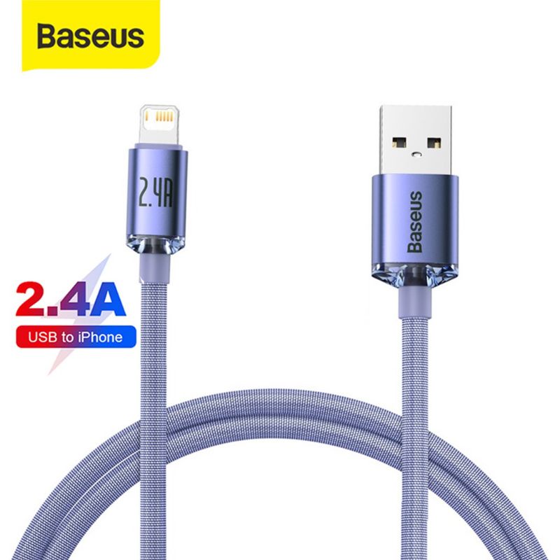 Baseus Crystal Shine Kabel Data Lightning Fast Charging 2.4A