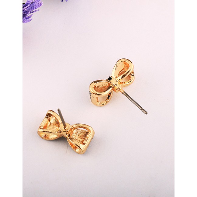 LRC Anting Tusuk Fashion Blue Bow Earrings D60512