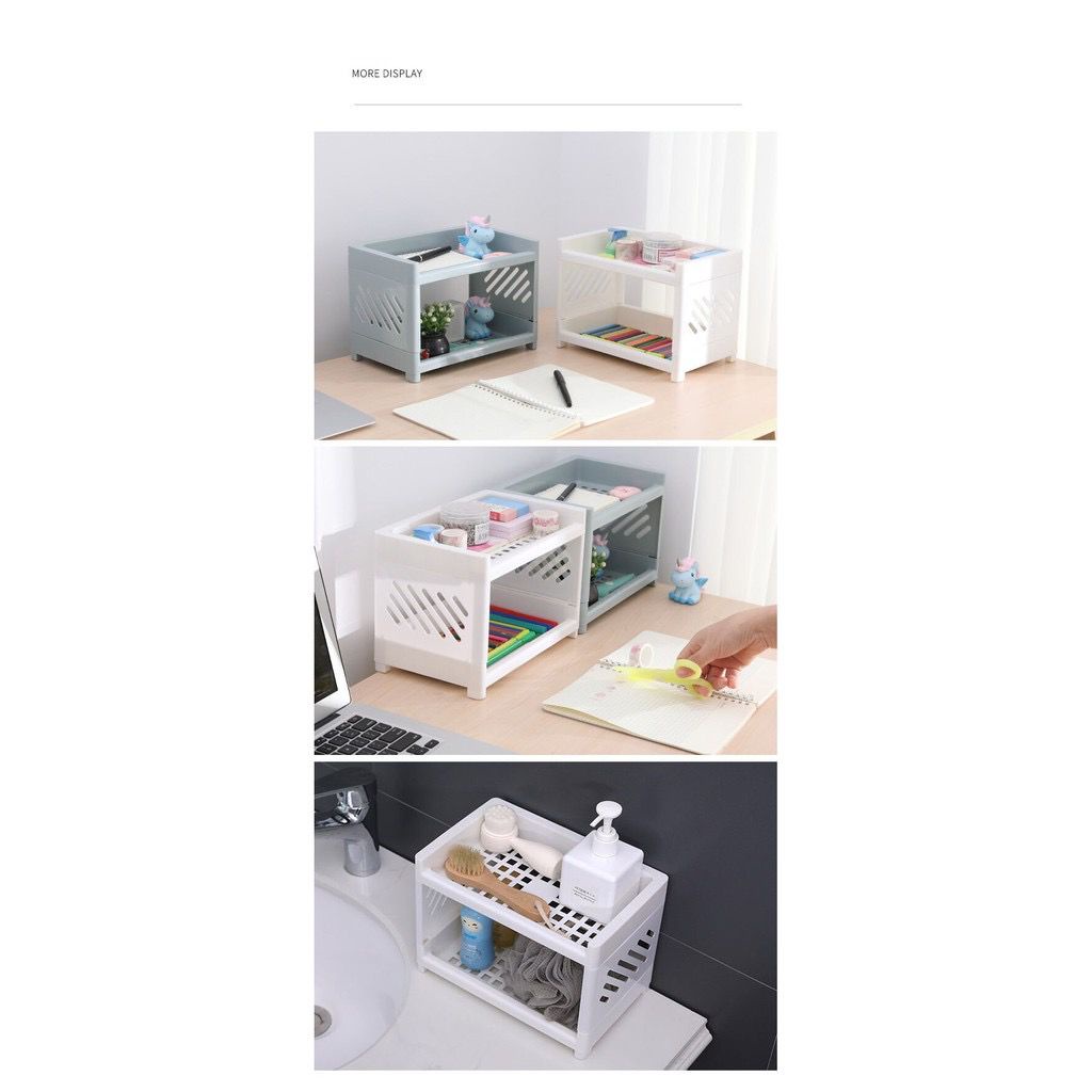 RAK PLASTIK 2 SUSUN MULTIFUNGSI / TEMPAT SERBAGUNA / TEMPAT PENYIMPANAN KOSMETIK