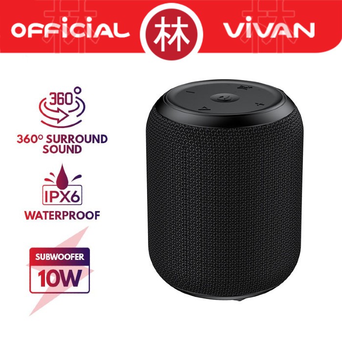 Vivan VS12 360° Surround Sound IP6X Waterproof Speaker Bluetooth 5.0