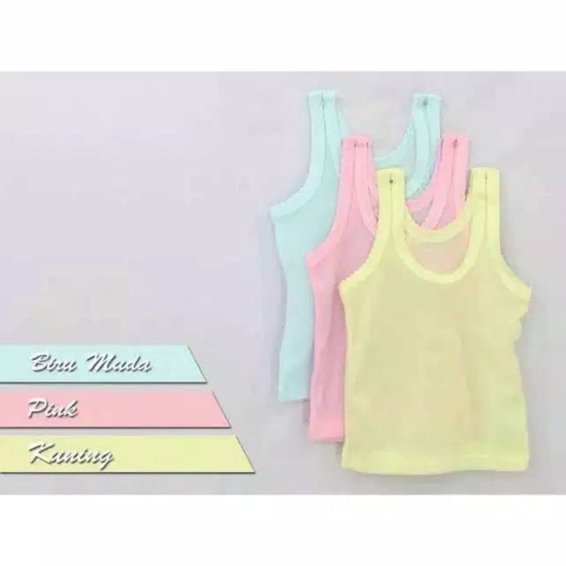 12 pcs Singlet anak warna termurah / kaos dalam bayi warna warni / singlet anak warna merk anisa