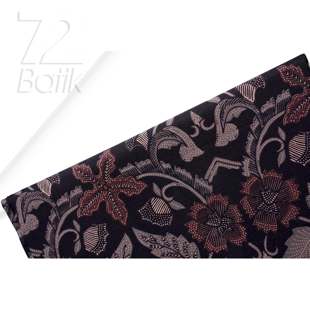 KAIN BATIK PREMIUM Bahan Katun Motif Kembang Singkong Warna Hitam 722037 Cap 72 Jarik Jarit Samping Kebat Panjang Batik Katun Modern Premium Bahan Seragam Batik Pernikahan Kantor Keluarga Murah Kamen Jadi Batik Bali Lembaran