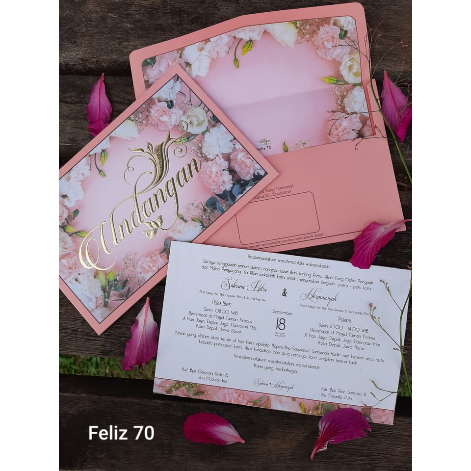 Feliz 70 (Amplop + Isi single hard cover) Blanko Undangan | Blangko Undangan | Undangan Murah