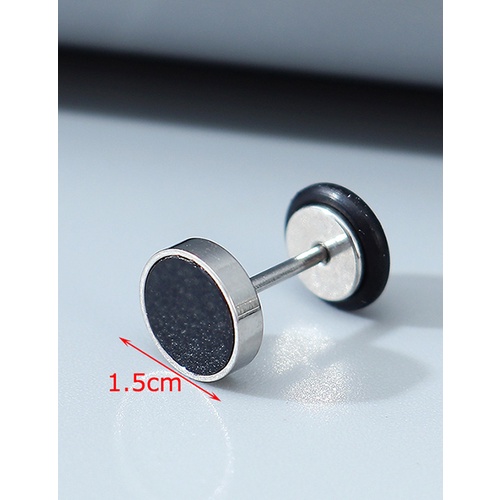 LRC Anting Fashion Black Alloy Round Unilateral Mens Earrings