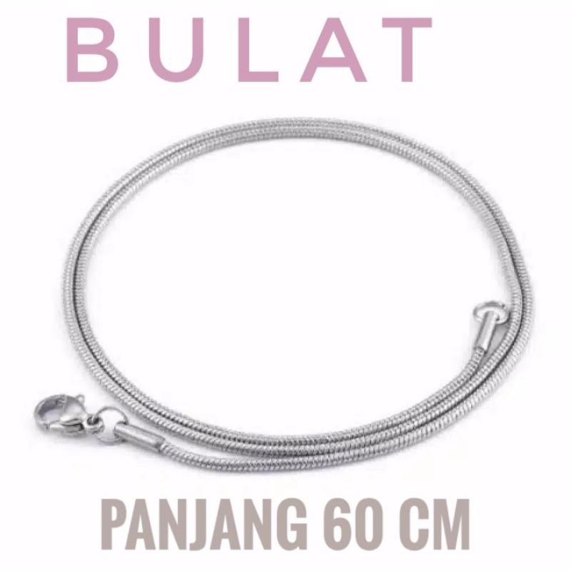 Kalung Titanium pria wanita Rantai bulat 60 cm anti karat