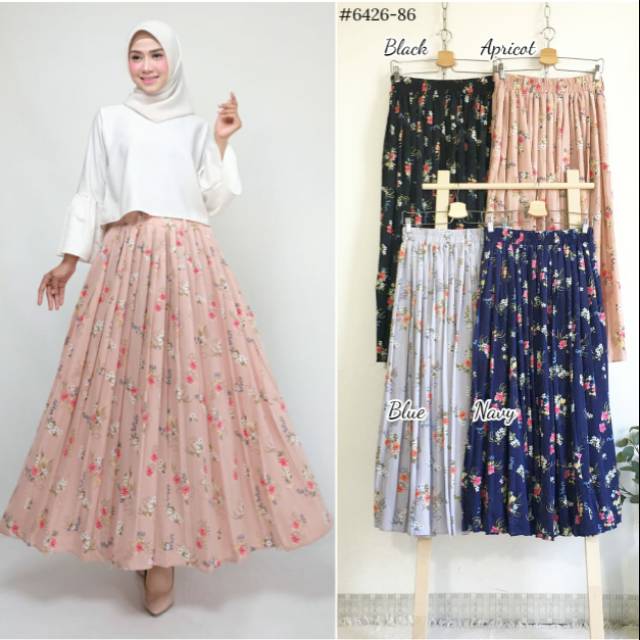 pleats skirt Peony/rok prisket motif