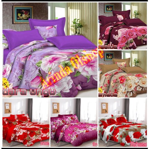 Sprei motif bunga UK 180 x 200  bahan katun halus