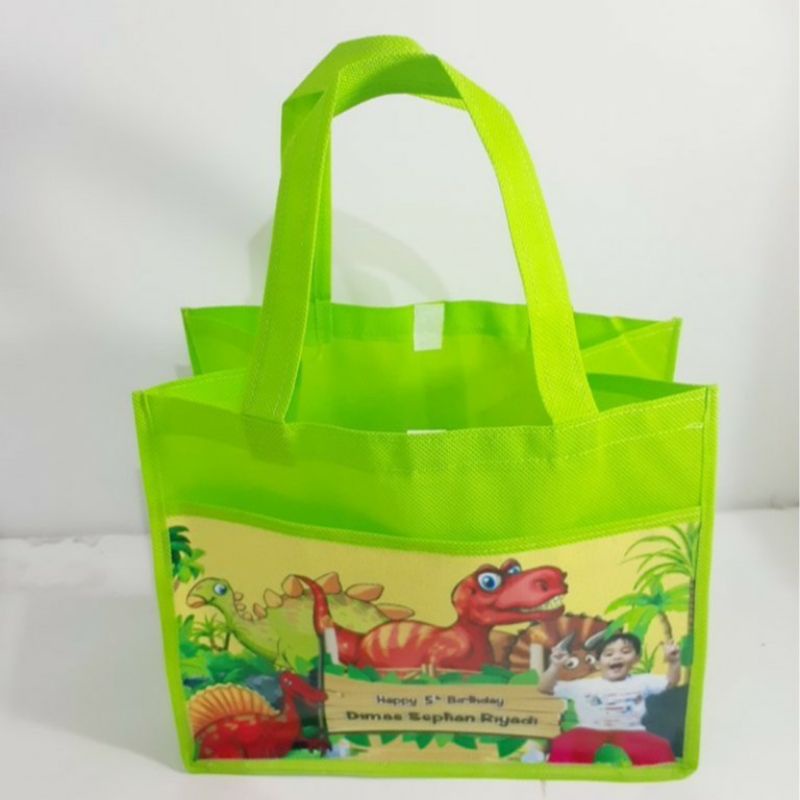 

tas souvenir ultah custom model kantong dino