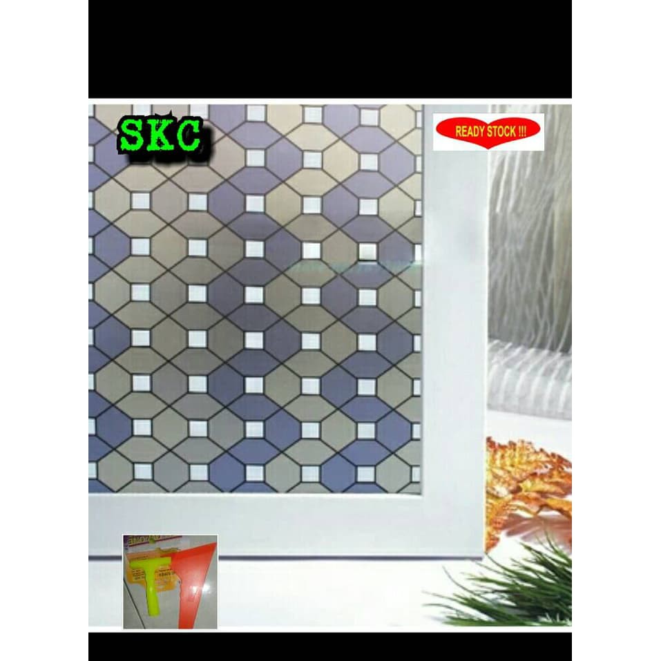 Stiker Kaca 45cmx1m Film Pelapis Kaca Stiker Motif Sandblast Stiker Jendela