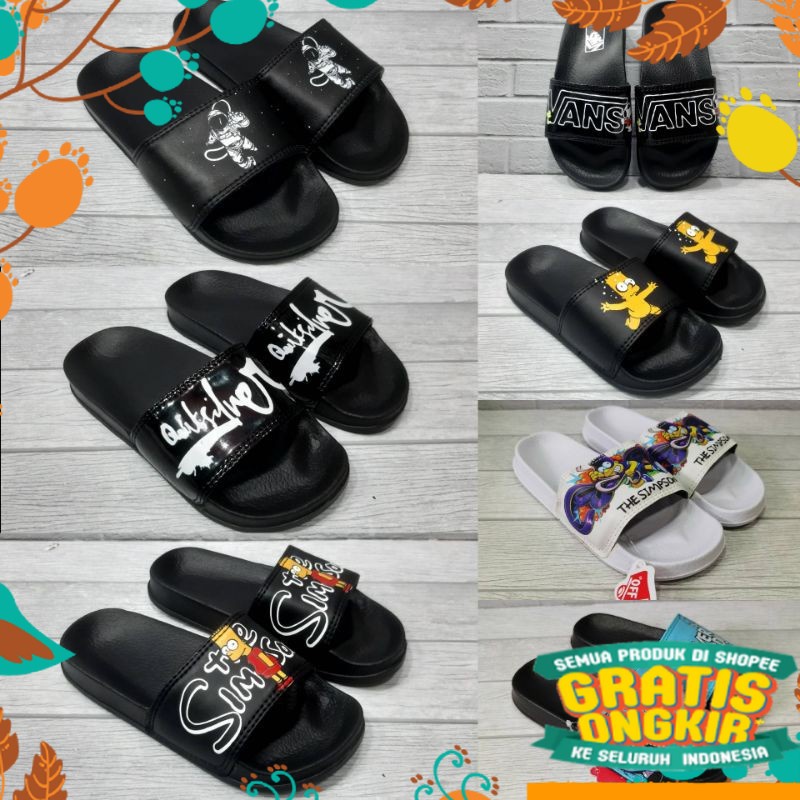 Pink Baby Purple green gold silver white black full / SANDAL KIDS ANAK VANS SLIDE SIZE 31-35