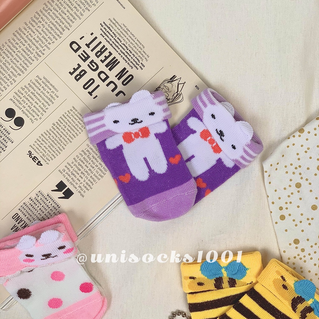 TERMURAH import Kaos kaki bayi motif 3in1 3D newborn 0-6 bulan laki laki perempuan lipat kualitas premium baby socks