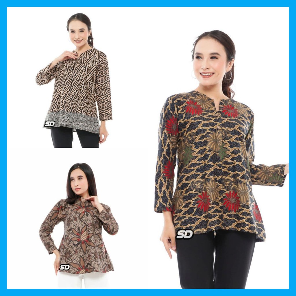 BLOUSE BATIK WANITA SERAGAM BATIK SLIMFIT BATIK MURAH FASHION BLOUSE WANITA KEKINIAN BLUS KANCING