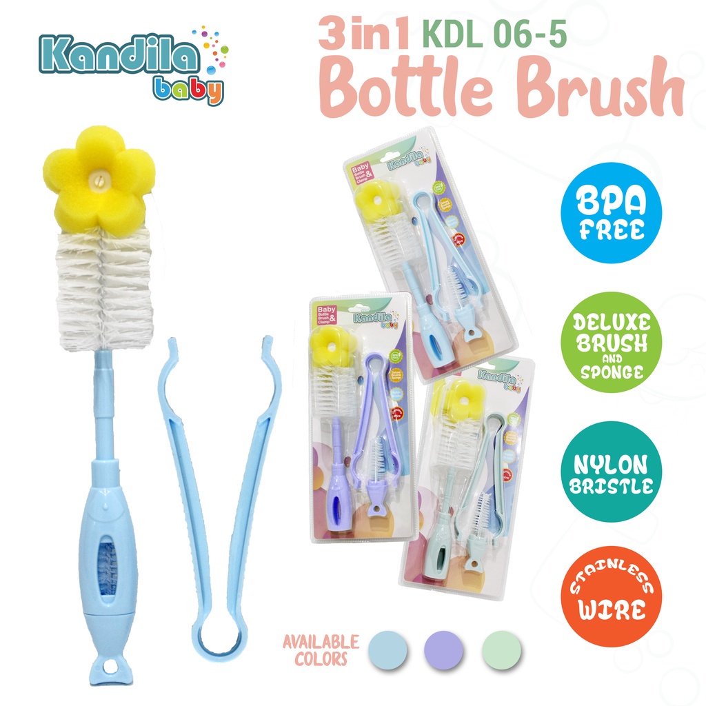 *FRAULEINCO* KANDILA Baby 6 in 1 SIKAT BOTOL Susu + Sedotan + Dot Bayi - Bottle + Straw + Niple Brush SET -  Silicon Bottle Brush - Food Container