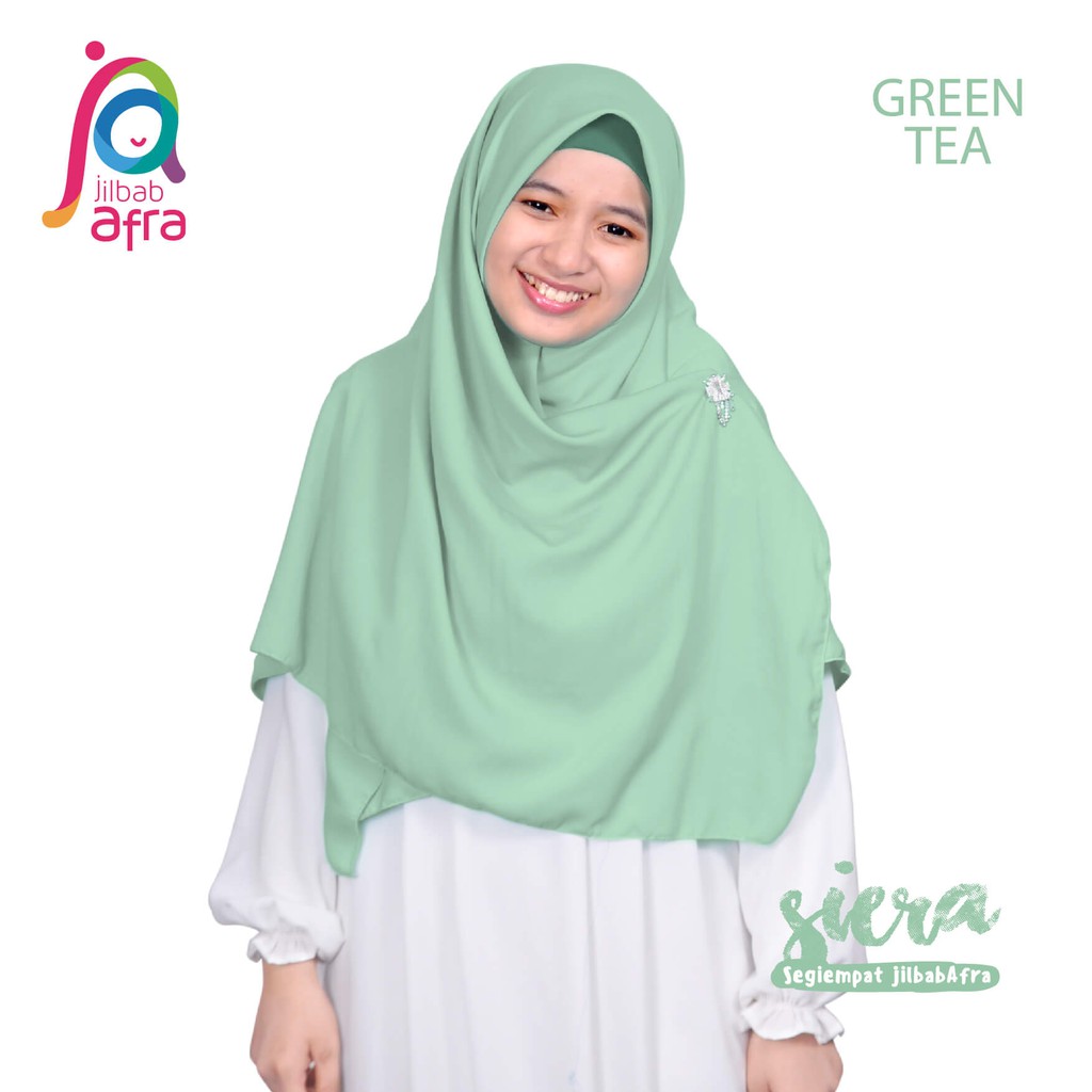 Jilbab Segi Empat Siera Greentea Kerudung Segiempat Jilbab Afra Bahan Wolfis Lembut Adem Shopee Indonesia