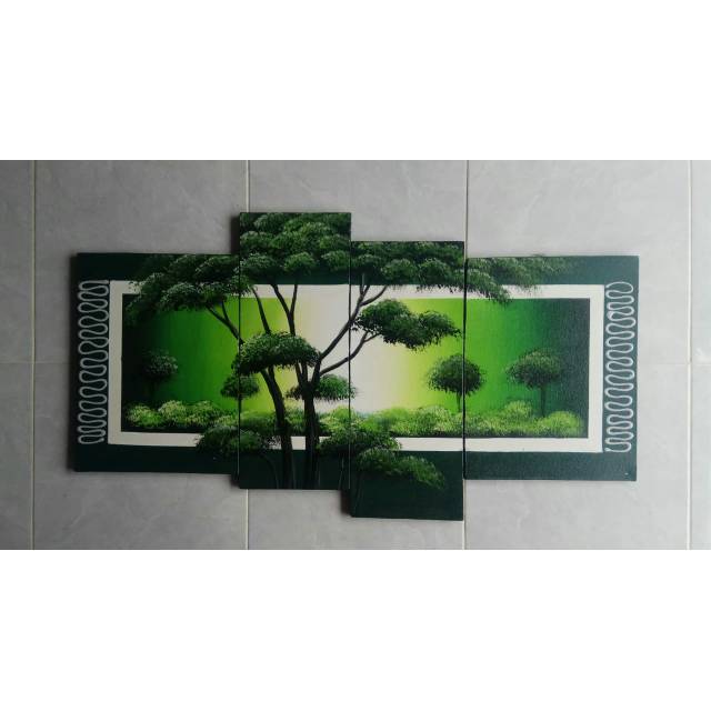 Lukisan pemandangan pohon hijau