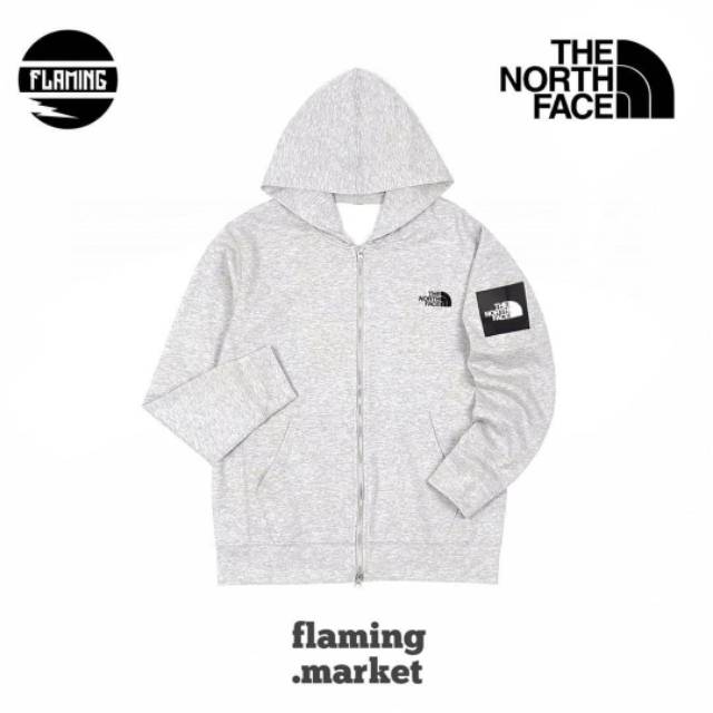 THE NORTH FACE SQUARE LOGO FULL ZIP-HOODED JACKET GREY ORIGINAL