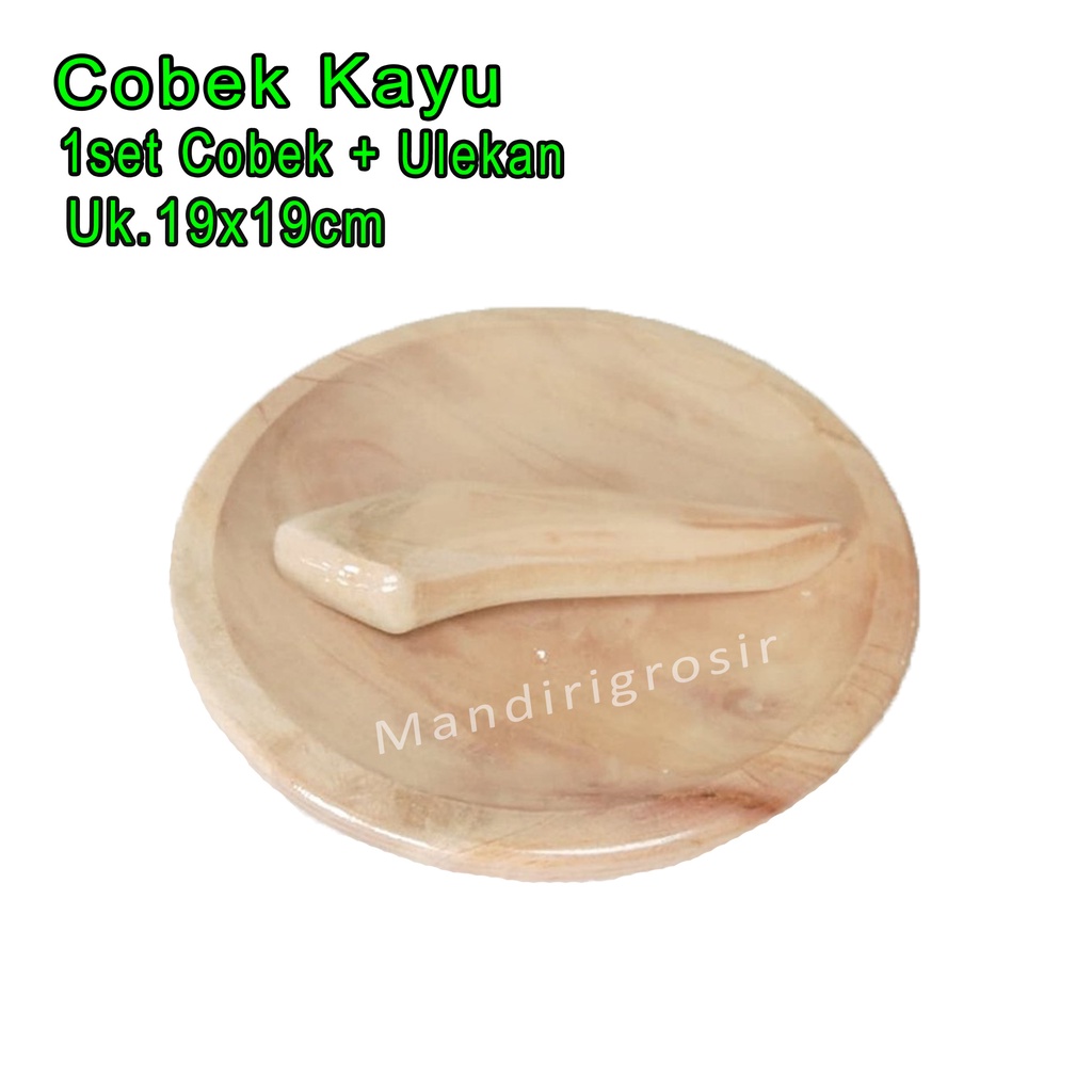 1set Cobek + Ulekan *Cobek Kayu Tanggung * Cobek Bulat Polos * Uk.19x19cm