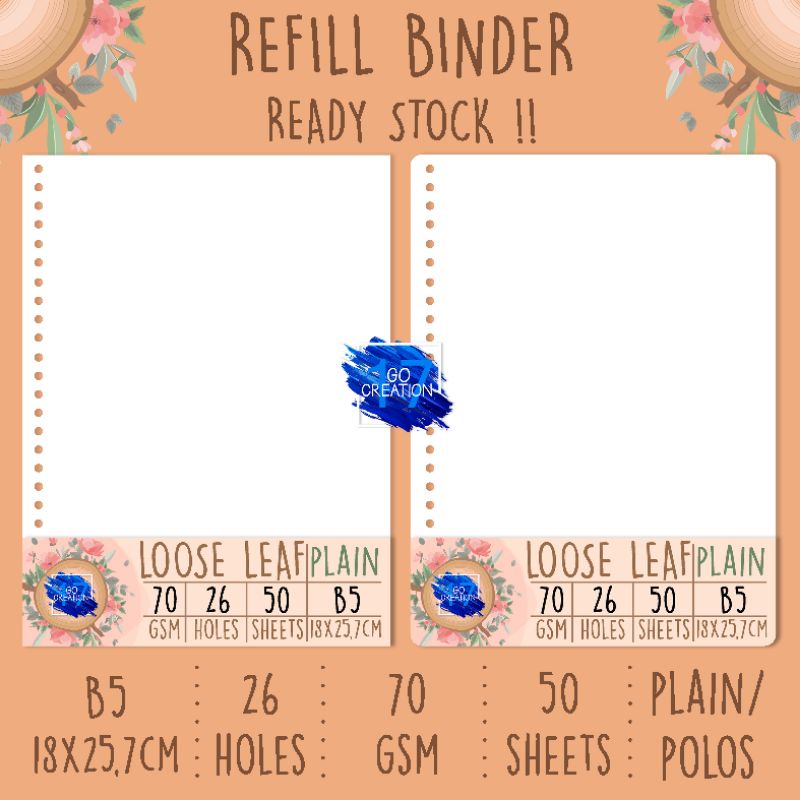 

Isi Binder Polos / Refill Binder Plain B5 (26 Ring)