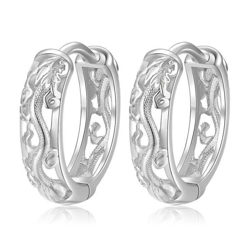 Fancyqube Anting Stud Desain Naga Bahan 925 Sterling Silver Gaya Retro Punk National Untuk Pria