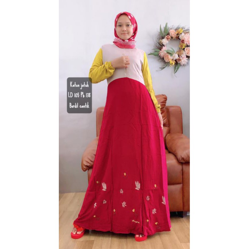 GAMIS INAYAH BORDIR / gamis inayah katun HQ / Inayah seri C 2105