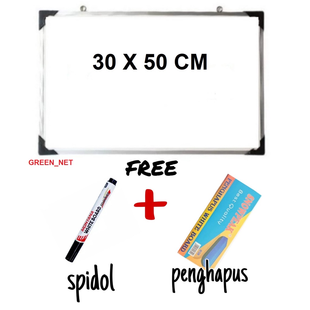 

(FREE SPIDOL DAN PENGHAPUS) Papan Tulis Spidol dan Kapur Whiteboard / Blackboard Ukuran 30X50 BACA DESKRIPSI!!