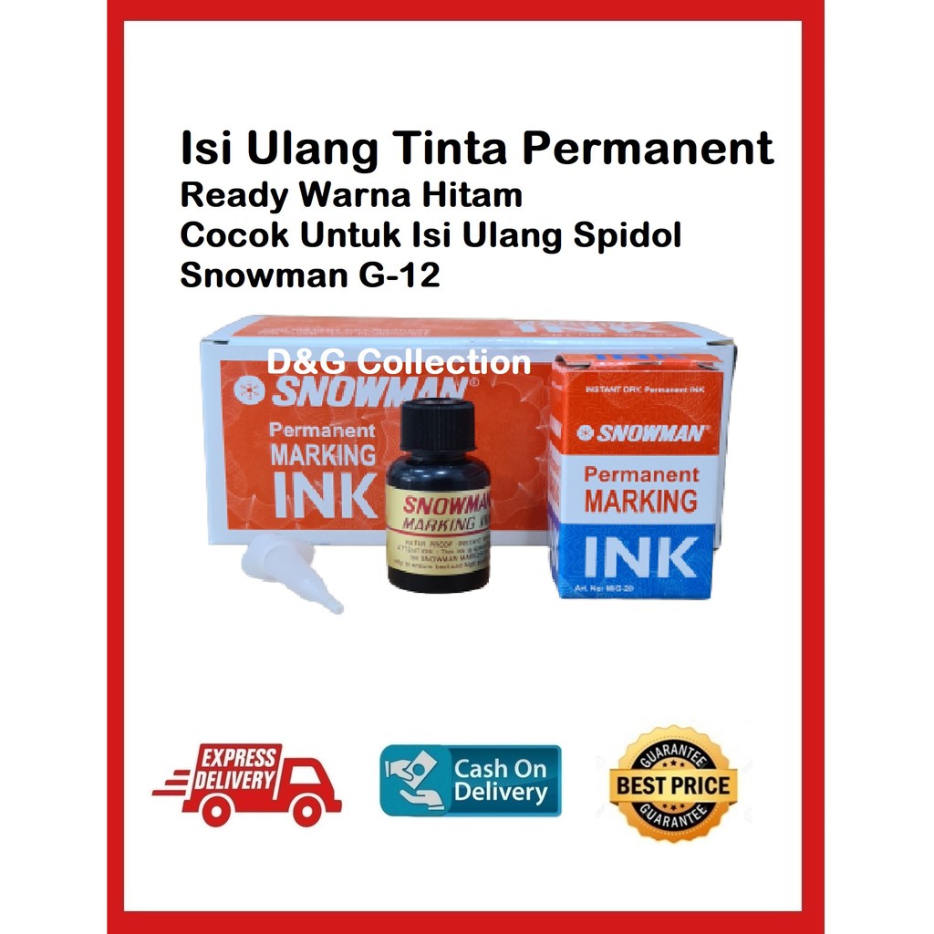 

ISI ULANG TINTA PERMANENT / REFILL INK SPIDOL SNOWMAN PERMANEN MARKING